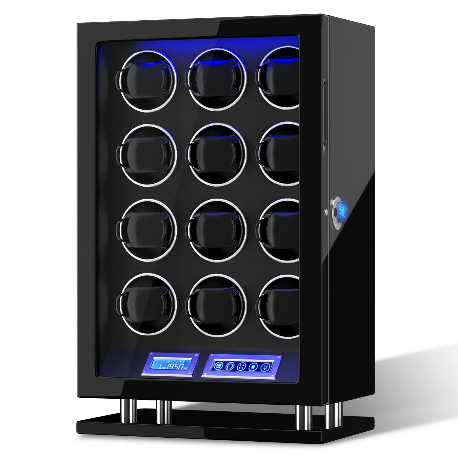 2026 IQ Serie - Intelligenter 12 Slot Uhrenbeweger | mit Tastensperre | 2x LCD Touch Display | in Schwarz - Swatch x AP Royal Pop Strap - Default Title