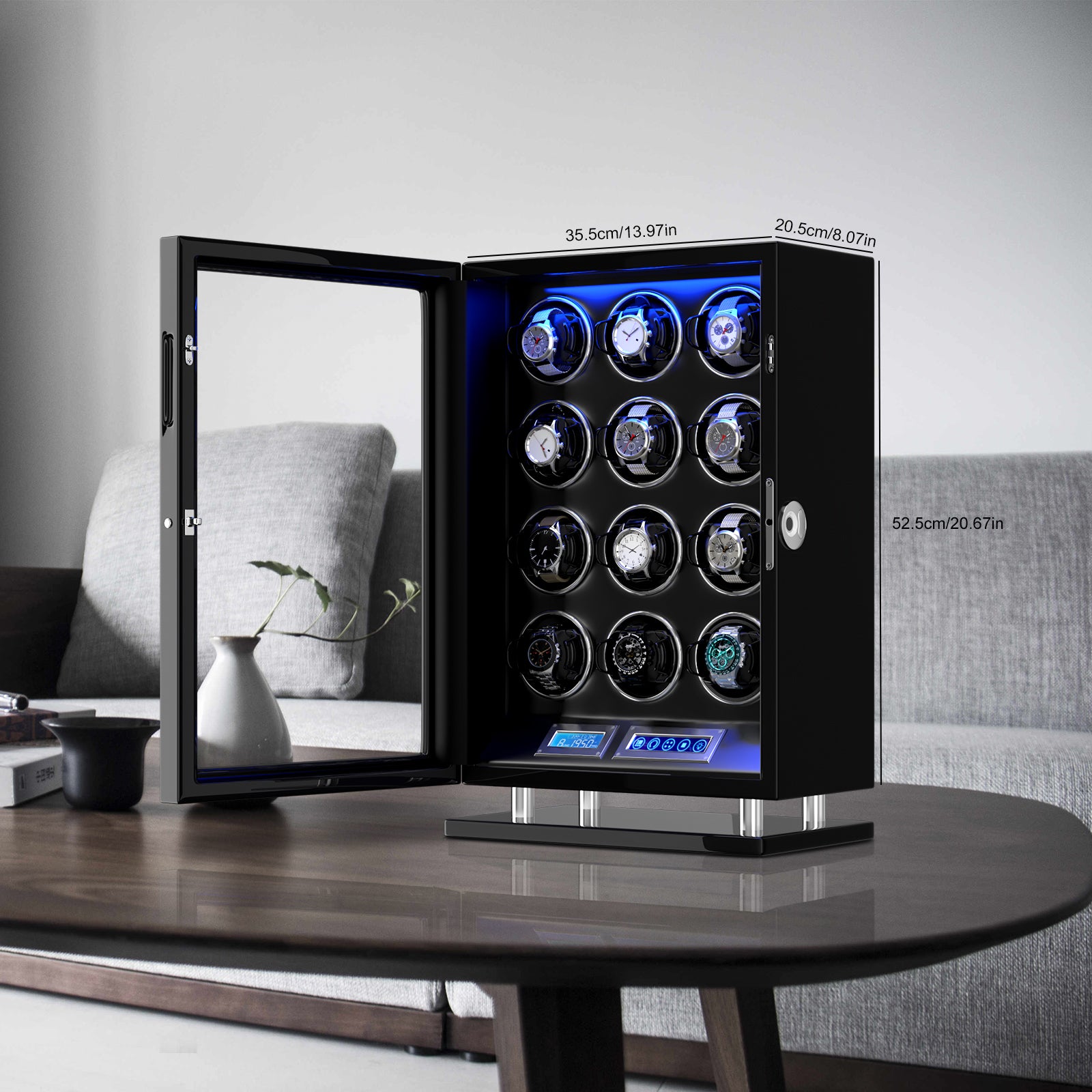 2026 IQ Serie - Intelligenter 12 Slot Uhrenbeweger | mit Tastensperre | 2x LCD Touch Display | in Schwarz - Swatch x AP Royal Pop Strap - Default Title