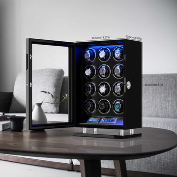 2026 IQ Serie - Intelligenter 12 Slot Uhrenbeweger | mit Tastensperre | 2x LCD Touch Display | in Schwarz - Swatch x AP Royal Pop Strap - Default Title