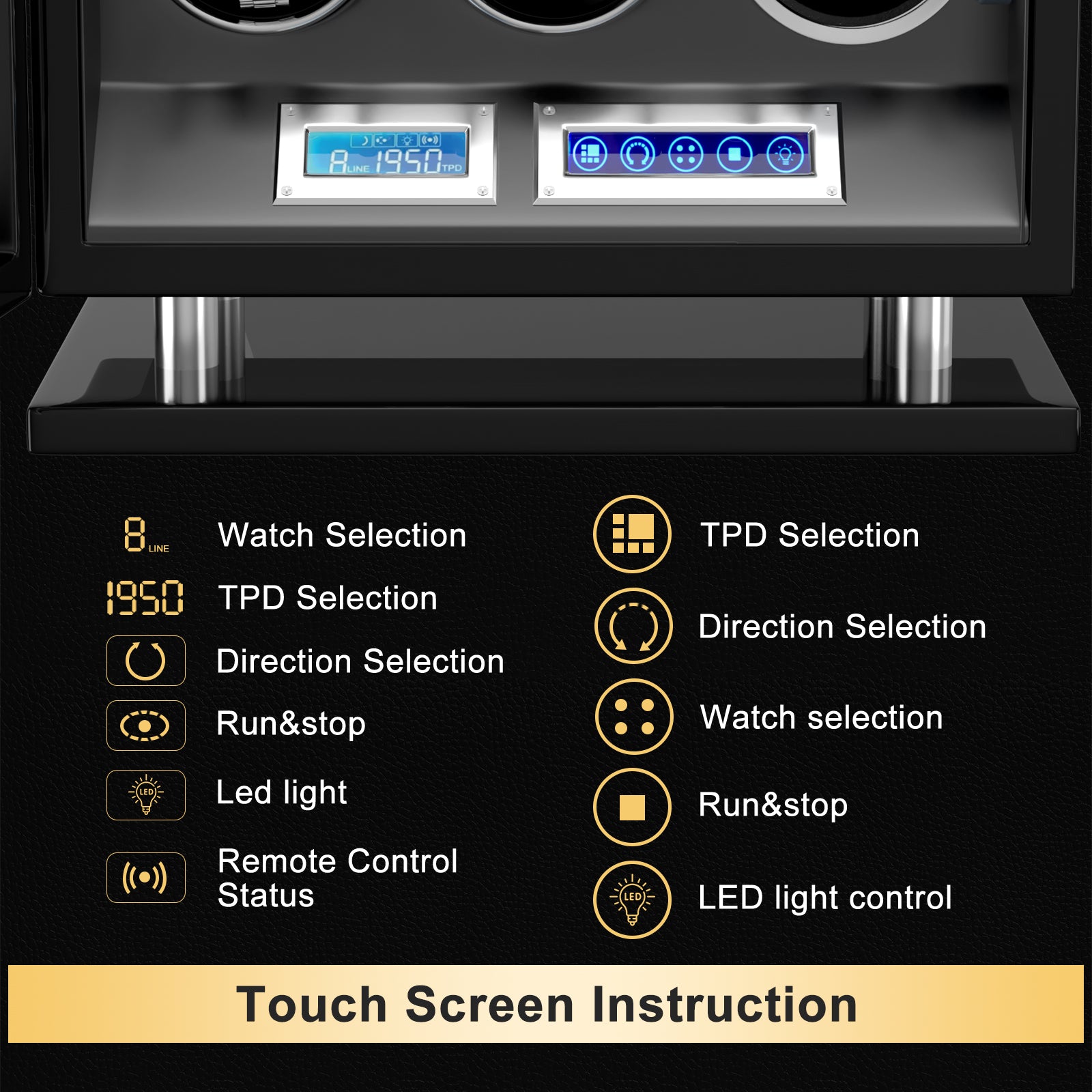 2026 IQ Serie - Intelligenter 12 Slot Uhrenbeweger | mit Tastensperre | 2x LCD Touch Display | in Schwarz - Swatch x AP Royal Pop Strap - Default Title