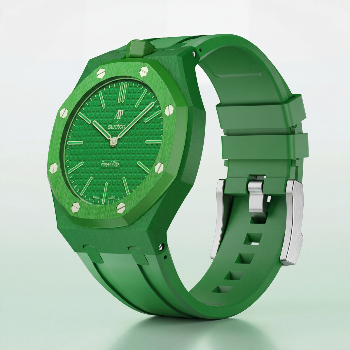 Royal Pop Hybrid Strap — Malachite | Ceramic-TPU Band for Swatch × AP Royal Pop - Swatch x AP Royal Pop Strap - Default Title
