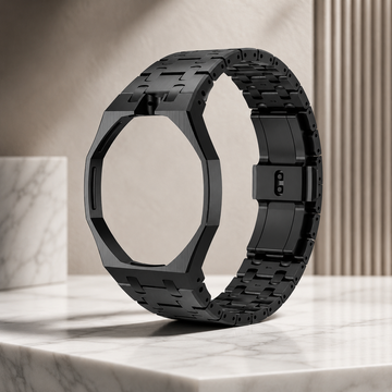 Royal Pop Black Stainless Steel Strap — Crown at 12 | Swatch × AP Compatible - Swatch x AP Royal Pop Strap - Default Title