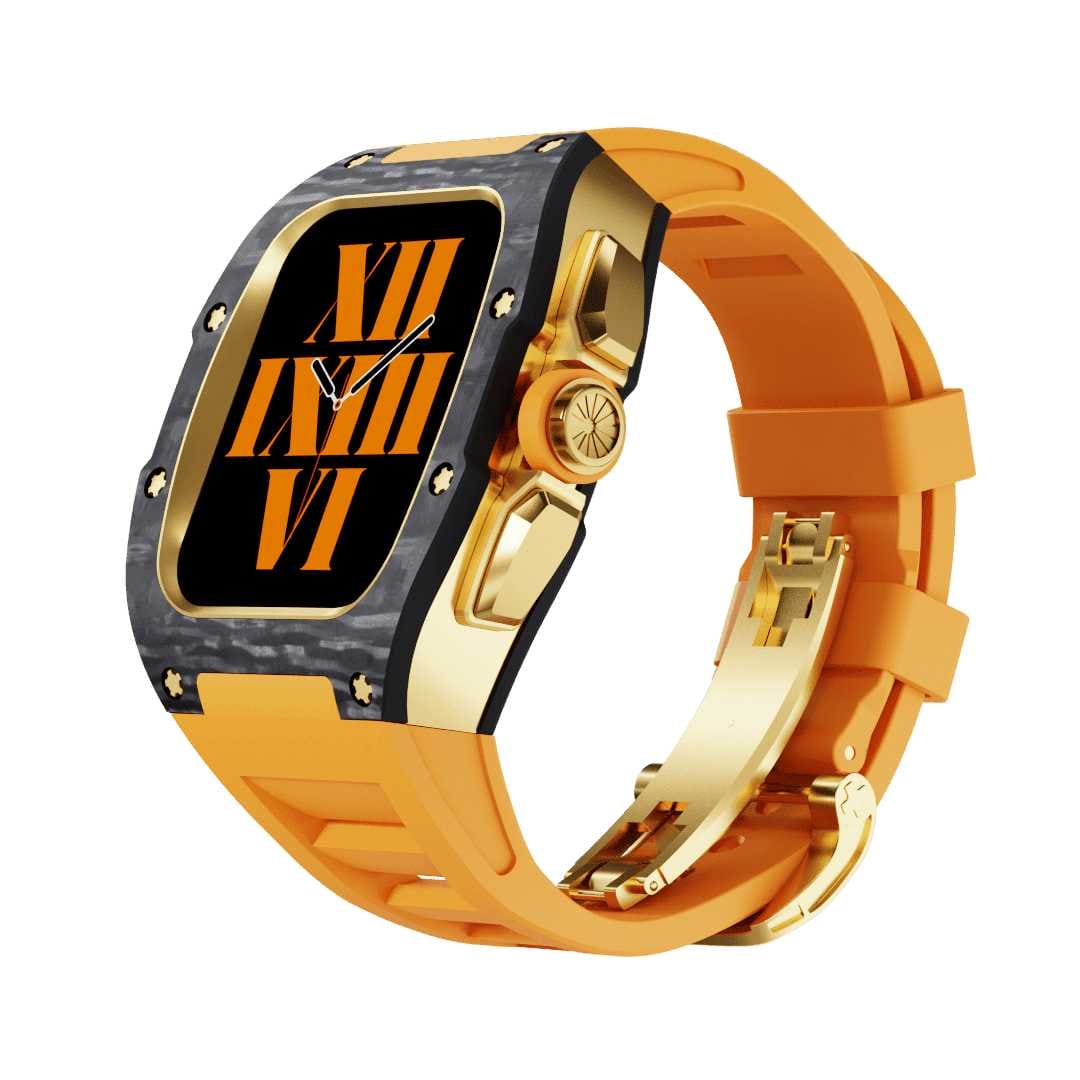 SL615-1 Apple Watch Hülle und Band | Karbon in Purschwarz | Mittelrahmen Silber / Gold / Schwarz | Titanlegiert - Swatch x AP Royal Pop Strap - Karbon 2