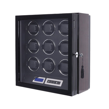 Amalfi Serie - 9 Slot Uhrenbeweger | mit Tastensperre | Smart LCD Touch-Screen in Holz und Schwarzleder - Swatch x AP Royal Pop Strap - Default Title